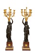 A magnificent pair of French Louis XVI patinated and gilt bronze candelabra by François Remond, circa 1790. H. 105 cm.